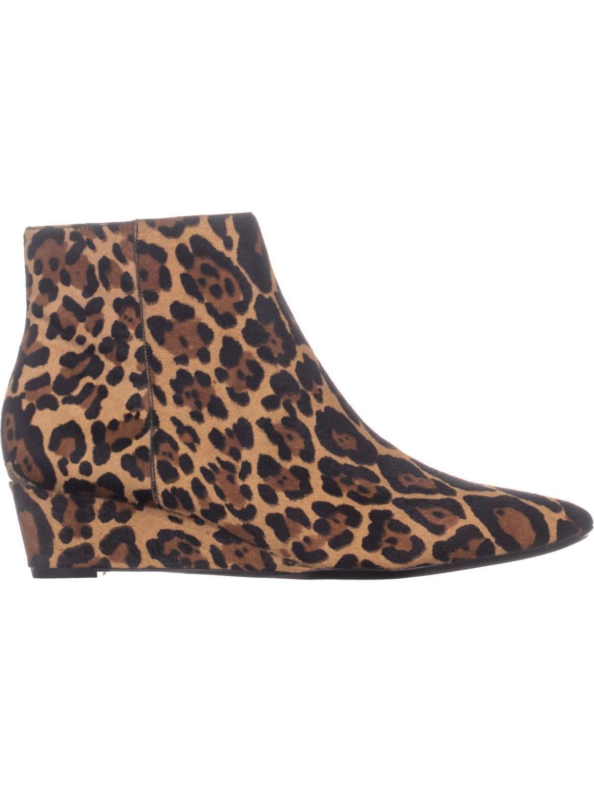 leopard wedge ankle boots