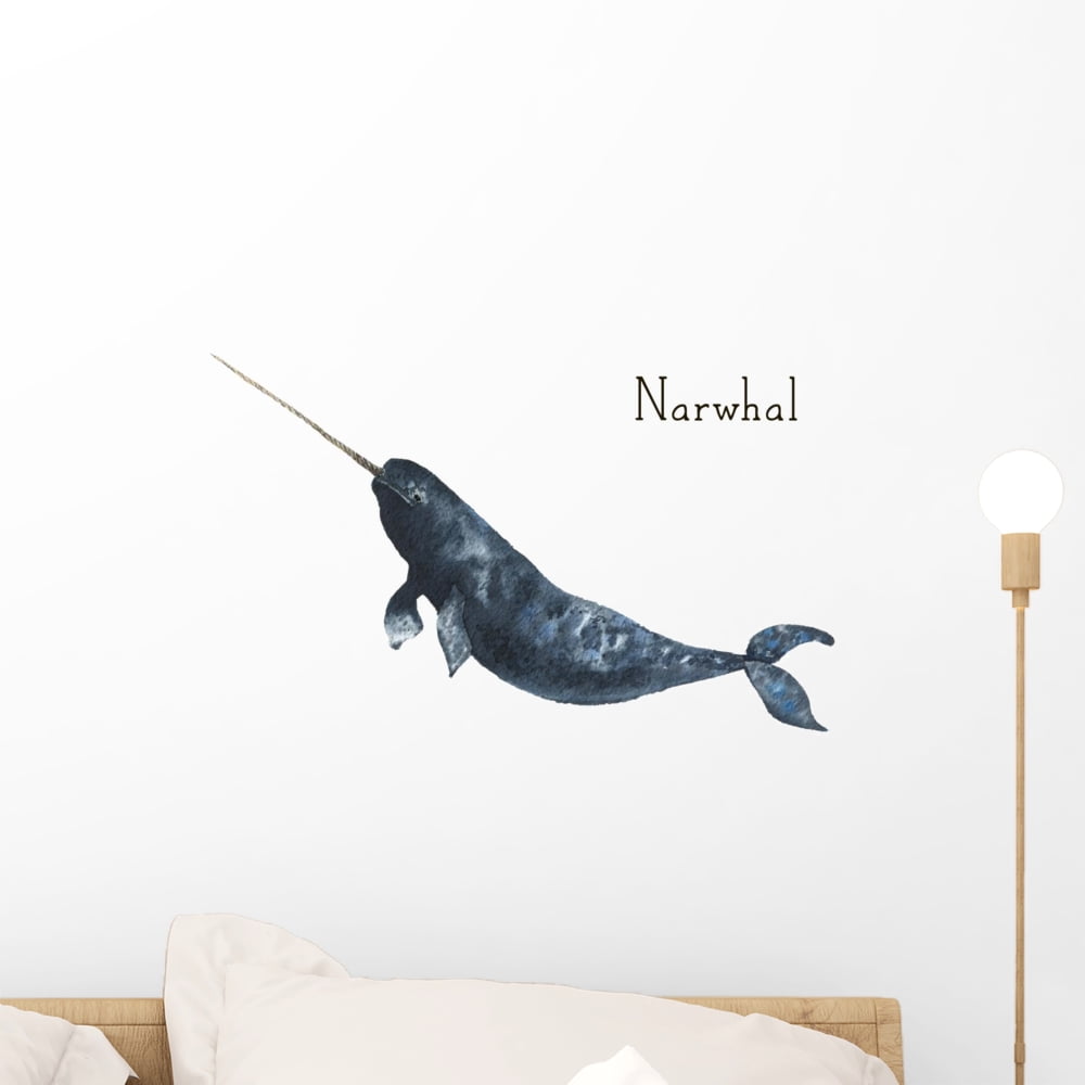 Watercolor Whale Narwhal Wall Decal Wallmonkeys Peel and Stick Graphic