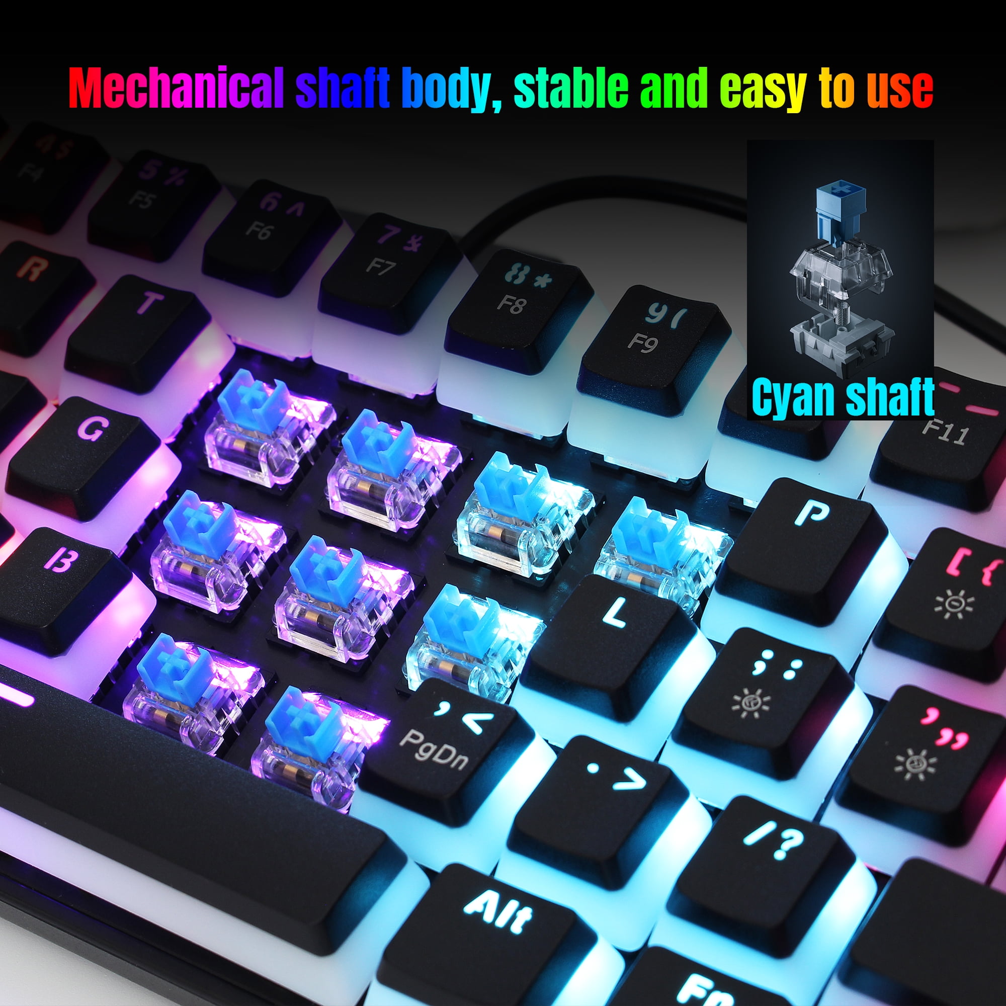 60% Wired Mechanical Gaming Keyboard,RGB Backlit Mini Keyboard with Blue Switch Keys,Waterproof Small Ultra-Compact 61 Keys Keyboard for PC/Mac Gamer,Typist,Travel