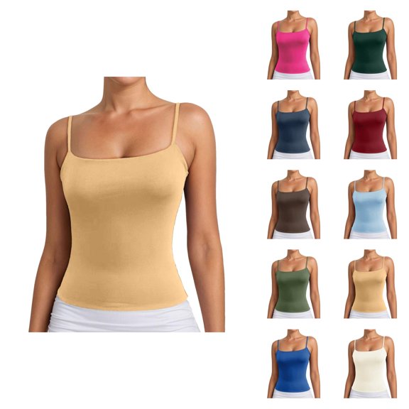 Camisole Tops for Women Casual Plain Slim Fit Spaghetti Strap Cami Tank Top Basic Tanks Y2k Going out Tops