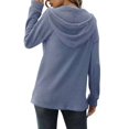 thumbnail image 4 of Luxtrada Loose Fitting Sports Knit Long Sleeved Button up Hooded Sweater Pullover (Blue,M), 4 of 10