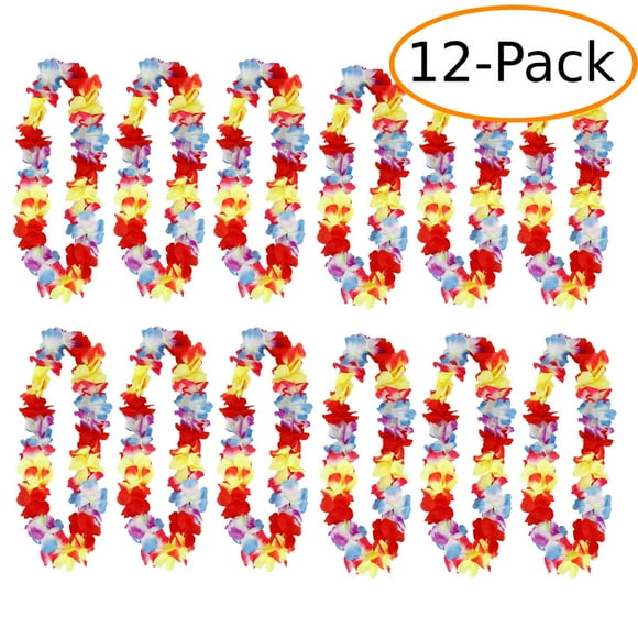 Two-Tone Lush 48" Hawaiian Leis (12-Pack) (multi-warm)