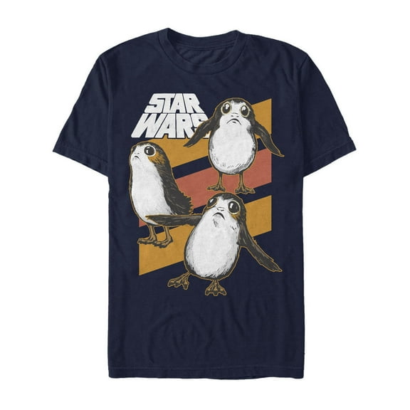 Men's Star Wars The Last Jedi Porg Stripes  Graphic Tee Navy Blue X Large