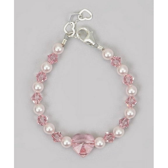European pink crystal Heart Baby/toddler, child Bracelet ( BSFH )