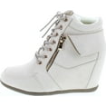 thumbnail image 2 of Static Footwear Womens Peter-30 Lace Up Hidden Wedge High Top Fashion Sneakers, 2 of 7