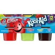 Kool-Aid Sugar-Sweetened Strawberry, Lemon Lime & Grape Artificially Flavored Jell-O Ready-to-Eat Jello Cups Gelatin Snack Variety Pack, 12 ct Cups