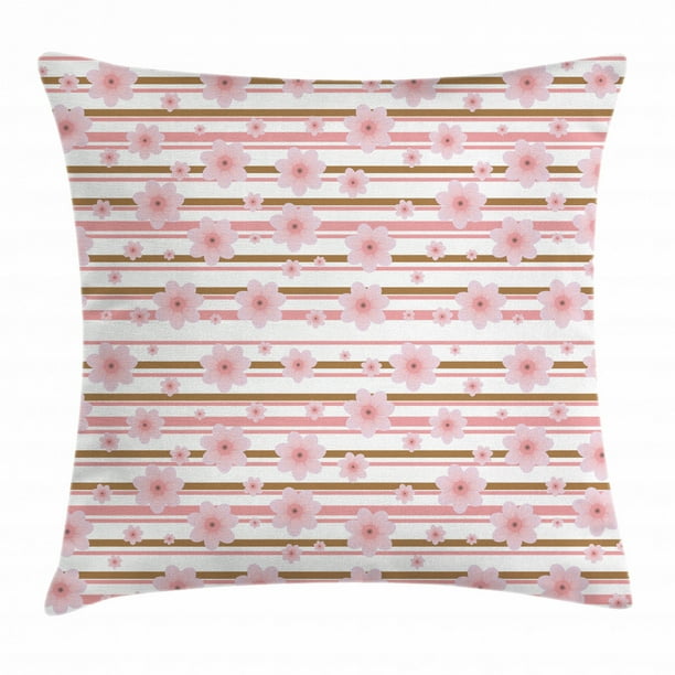 Peach Throw Pillow Cushion Cover, Cherry Buds in Many Shapes Sizes with