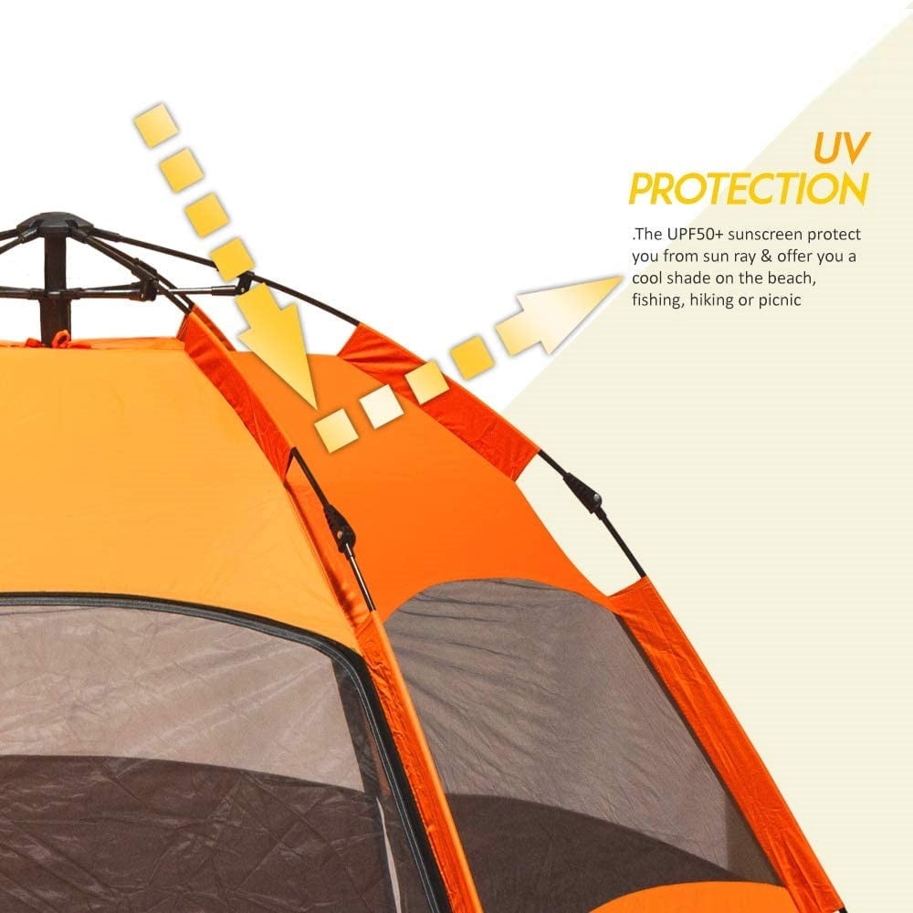 Glarewheel  4-Person Pop Up Tent, Orange