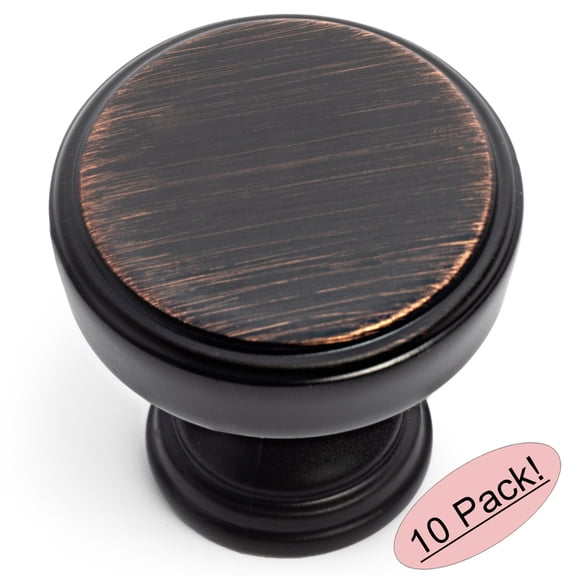 10 Pack - Cosmas 1940ORB Oil Rubbed Bronze Cabinet Hardware Round Knob - 15/16" Diameter