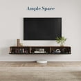thumbnail image 3 of POVISON 63" Minimalist Floating TV Stand for up to 50",Fully Assembled Modern Wall-Mounted Media Console with 3 Flip-Down Cabinet Doors,Walnut & Black, 3 of 8