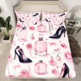 thumbnail image 2 of Manfei Fashion High Heels Twin Bed Sets,Pink Diamond Perfume Fitted Sheets,Romantic Flower Floral Flat Sheet For Adults,Super Cozy Room Decor,3pcs, 2 of 7