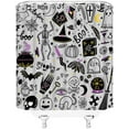 thumbnail image 3 of Halloween Shower Curtain Gothic Black Alchemy Magic World Witch Witchcraft Moon Star Spooky Holiday Happy Halloween Fabric Bathroom Decor Curtain with Hooks, 3 of 3
