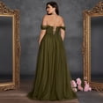 thumbnail image 4 of Embroidery Floral Modest Off Shoulder Prom Dress Plus Size Transparent A Line Oliver Green Wedding Guest Dresses Summer, 4 of 6