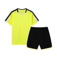 thumbnail image 1 of Odeerbi Conjunto de Entrenamiento de Fútbol Seco Rápido Para Chicos Y Niñas Malla Color Bloque Pantalones Cortos de Camiseta Conjuntos Atléticos Respirables Para 5-15 Años, 1 of 8