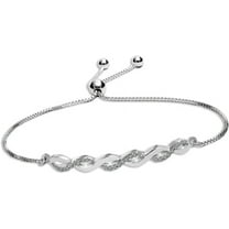 Pulsera Bolo De Plata De Ley 925 LeCalla - Diseño Luna Y Estrellas, Cierre Deslizante Ajustable Para Mujer