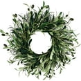 thumbnail image 1 of Corona de olivo artificial de 17,7 pulgadas para puerta de entrada, corona verde con hojas de olivo, coronas verdes, pared, hogar, exterior, interior, ventana, festival, boda, decoración navideña, 1 of 5