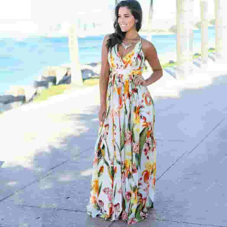 Sexy Floral Print Cross Straps V Neck A Line Dresses Sexy Floral Print Cross Straps V Neck A Line Dresses