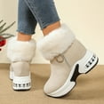 thumbnail image 4 of Rokment Orthopedic Air Cushion Mid Calf Winter Snow Boots for Women 2025 Cold Weather Fashion Casual Fuzzy Plush Lined Warm Platform Wedge Walking Dress Short Ankle Booties White Size 6.5, 4 of 8