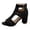 Black, variant on Gladiator Sandals for Women Open Toe High Block Heeled Summer Booties Breathable Cutout Ankle Strap Back Zipper Ankle Boots Wine Size 6