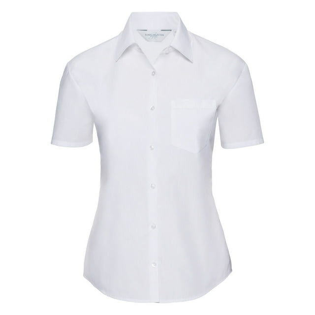 Russell Collection Ladies/Womens Short Sleeve Poly-Cotton Easy Care Poplin Shirt