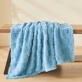 thumbnail image 5 of Super Soft Throw Blanket Blue Premium Silky Flannel Fleece 3D Checkered Lightweight Bed Blanket All Season Use (Blue Checkered, Throw(50"x70")), 5 of 7