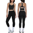 thumbnail image 5 of IBTOM CASTLE Womens Color Block Workout Sets Racerback Tank Top High Waist Leggings Gym Set Yoga Pilates Outfits M Black, 5 of 7