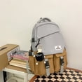 thumbnail image 4 of Women Backpack Contrast Color Book Bags for Teenage Girls with Pendant  School Backpack  White, 4 of 6