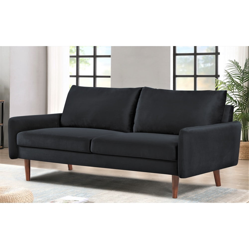Uspridefurniture Maryellen 70''W Velvet Sofa, Black