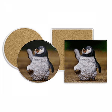 

Creature Antarctic Cute Penguin Science Nature Coaster Cup Mug Holder Absorbent Stone Cork Base Set