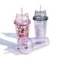 thumbnail image 4 of Visland Cartoon Double Cup, Glitter Cat Water Bottle Reuseable Plastic Cup with Dome Lid and Straw, 4 of 8