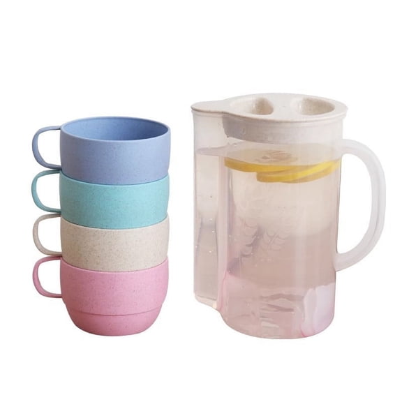 Bwiyojiz Home, Garden & Tools Kitchen Dining Entertaining Count 5pcs Five Piece Set of Cold Water Kettle One with Four Cups, Gifts for Family, Multicolor