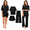 Black, variant on Women's 3 Piece Casual Loungewear Set Knit Short Sleeve Top with Long Pants and Shorts Soft Comfortable Pajama Set Plus Size Apparel S-M Gray