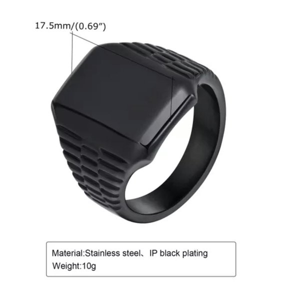 17.5MM Silver/Gold/Black Square Ring Men's Stainless Steel Smooth Band Size 7-12