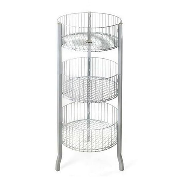 Only Hangers3332W 3-Tier Bin – Floor Standing Fixture for Household Needs, Storage Baskets. Retail Store Fixtures, Equipment