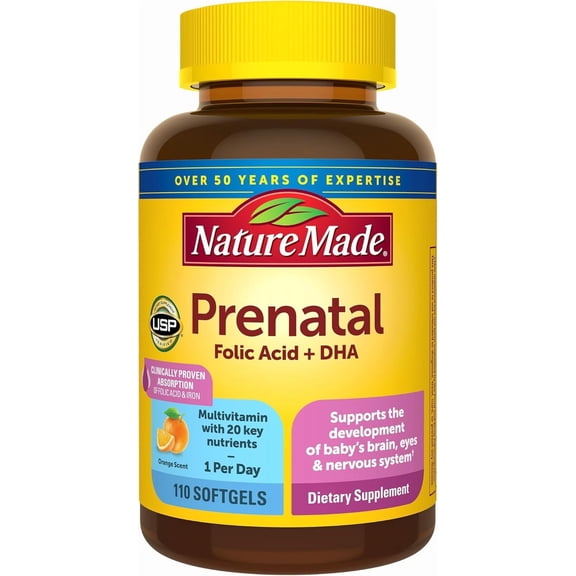 Nature Made Prenatal Multivitamin   DHA  200 mg Prenatal Vitamin and Mineral Supplement for Daily Nutritional Support, 110 Softgels