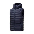 thumbnail image 2 of Nmnitkp Men's Lightweight Hooded Puffer Vest Full Zip Sleeveless Padded Outerwear With Zipper Pockets Warm Vest for Fall Winter Daily Wear Travel Hiking Casual Outdoor Activities Dark Blue,L, 2 of 8