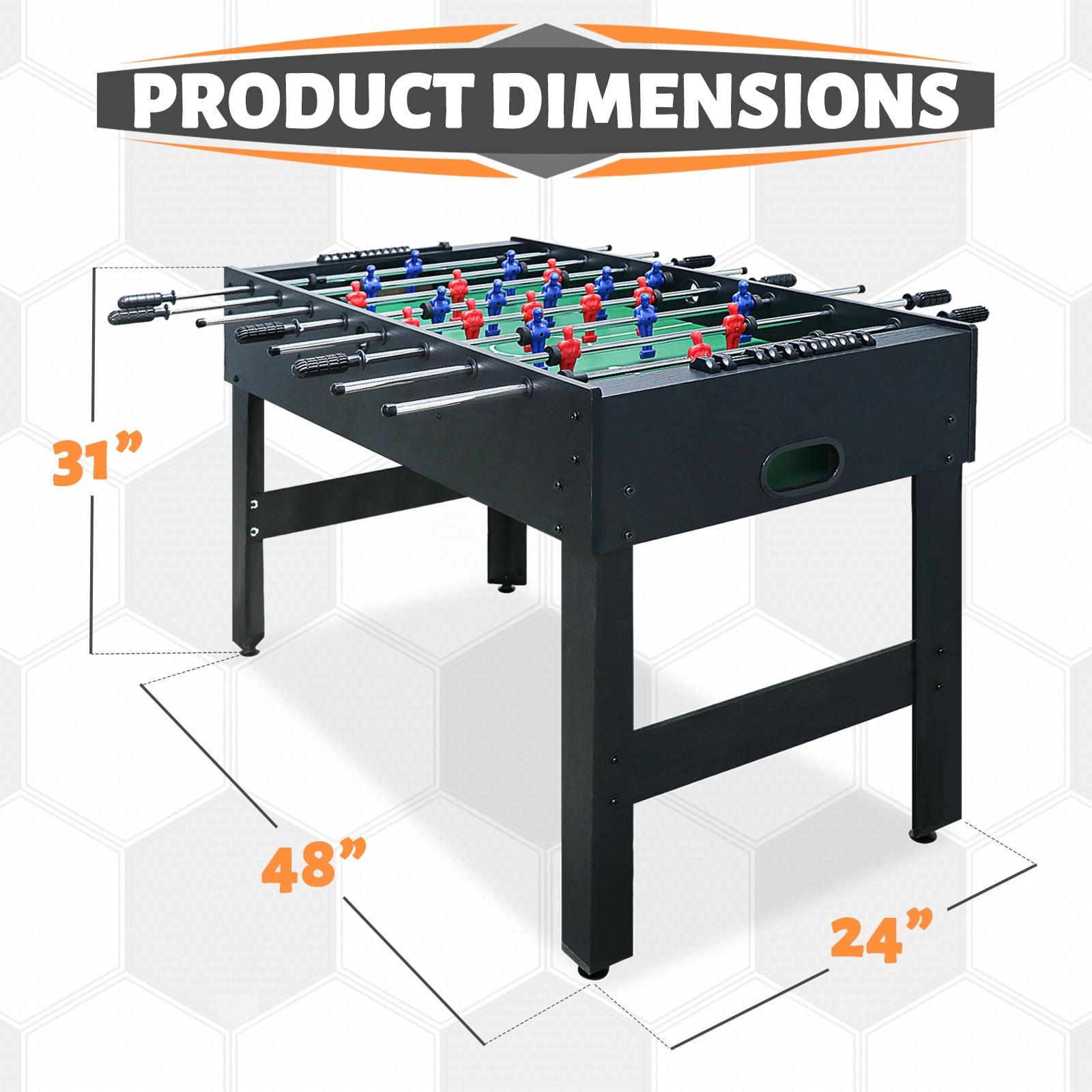 Seydrey 48" Full Size Foosball Table, Table soccer Set with 2 Footballs, Score Keeper, Solid and Sturdy Legs, Football Table for Home, Family, Kids, Adults