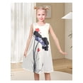thumbnail image 4 of Sunny Fashion Girls Sleeveless Dress Ink Lotus Print A-Line Casual Summer Elegant Dresses 12 Years, 4 of 6