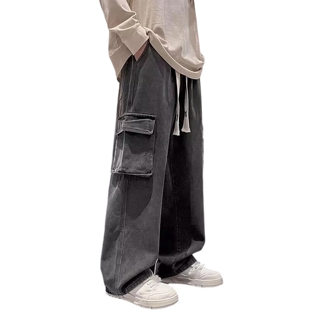 Pantalon Cargo en Denim Style Rue avec Multiples Poches pour Homme, Tenue Décontractée d'Extérieur au Quotidien