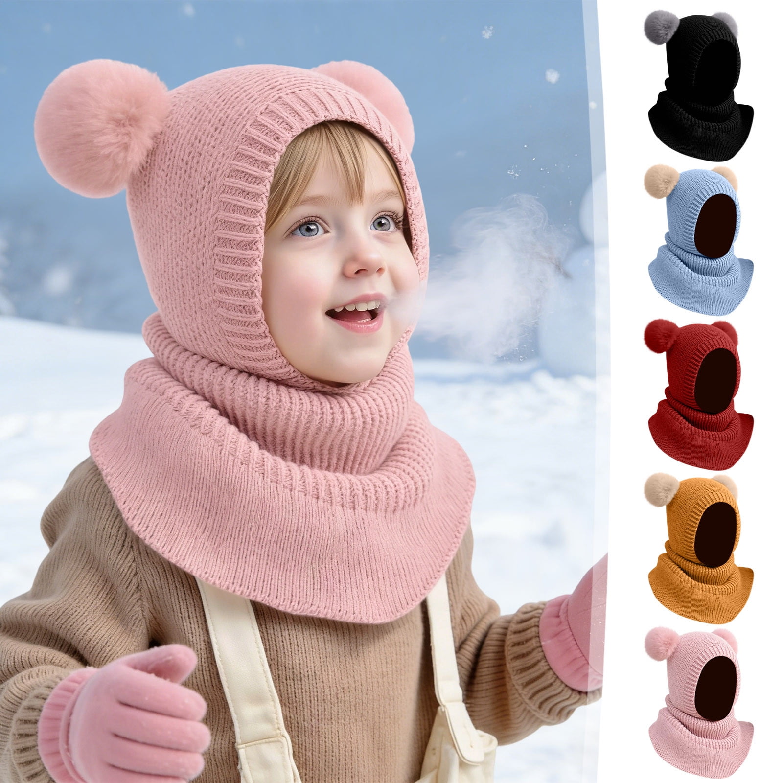 E Winter Balaclava Hat For Toddler 2 In 1 Ski Mask Fleece Lined Beanie With Face Cover