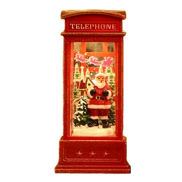 Christmas Snow Globe Lantern Cute Ornament Christmas Ornament Telephone Booth Christmas Decorations Christmas Lanterns Christmas Snow Globe Snow Globe Lantern for Home Decoration