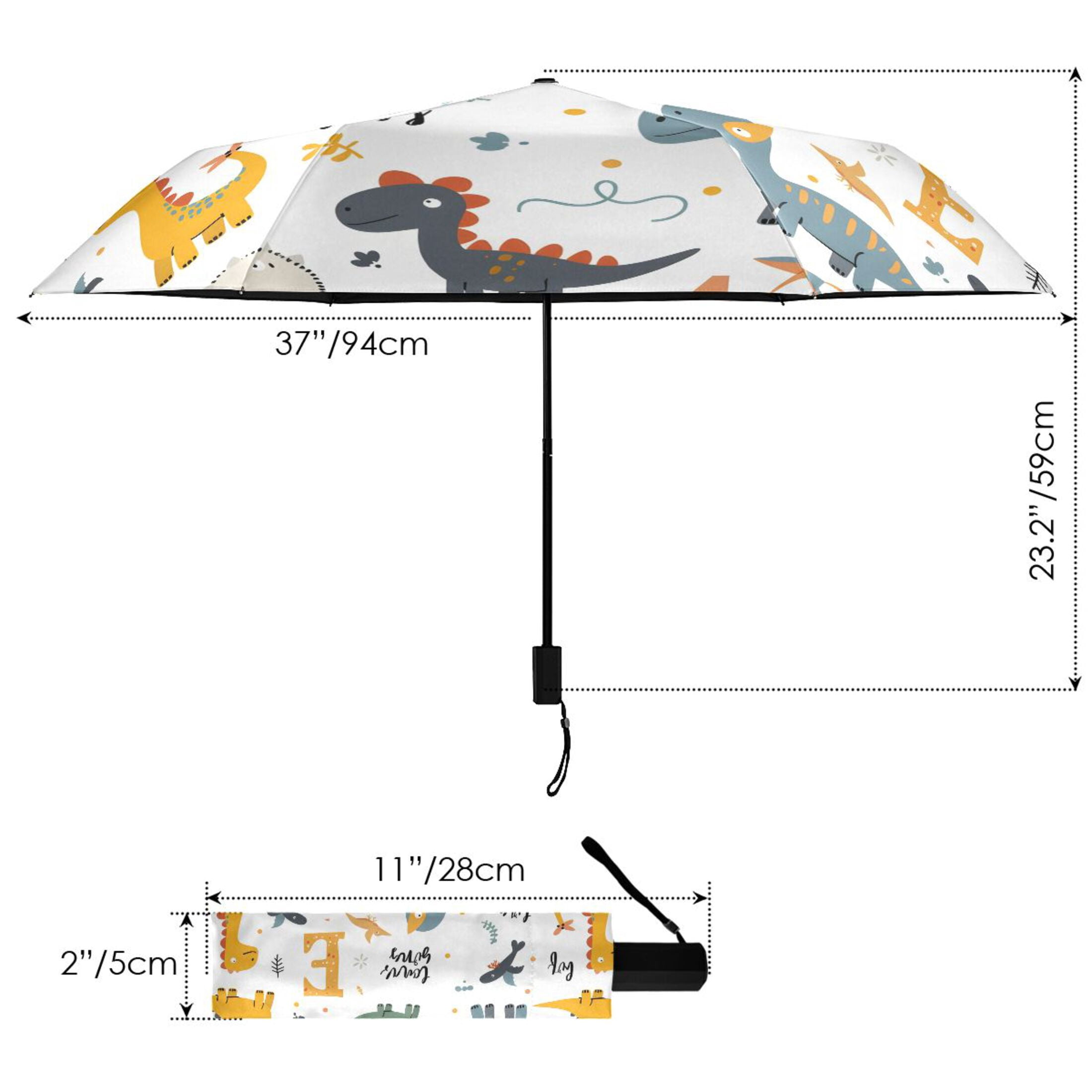 Dinosaurs and Character Compact Sun Umbrella Windproof Travel Umbrellas for Rain Strong Portable UV Protection