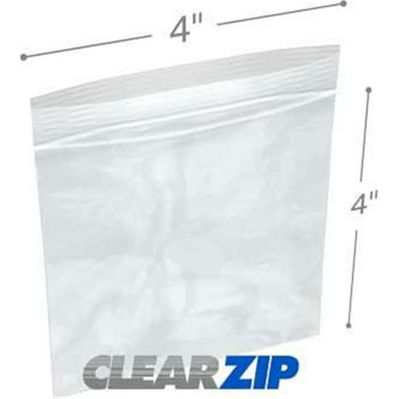 International Plastics CZ40404 4 x 4 in. ClearZip Lock Bags, 0.004 Gauge - Case of 1000