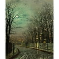 thumbnail image 3 of John Atkinson Grimshaw 12x14 Black Modern Framed Museum Art Print Titled - The Tryst (1886), 3 of 5