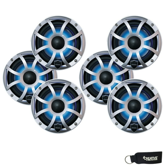 Wet Sounds - Three Pairs Of REVO 6-XSS Silver Open XS Grille 6.5 Inch Marine LED Coaxial Speakers