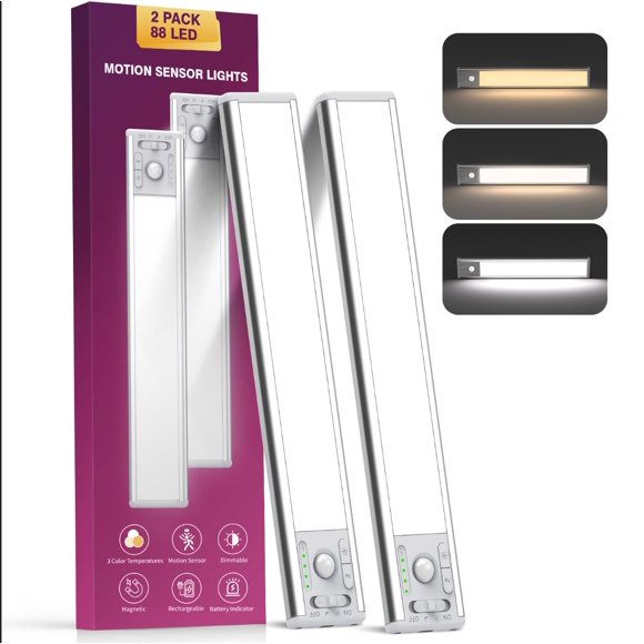 Luz para debajo del gabinete OTWKAY de 27 cm recargable con sensor de movimiento