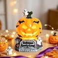 thumbnail image 5 of Xingjin Halloween Pumpkin Witch Hat LED Night Light, Resin Table Lamp with Warm Glow and Skeleton, Retro Spooky Decor for Home Indoor Party Desktop, 5 of 5