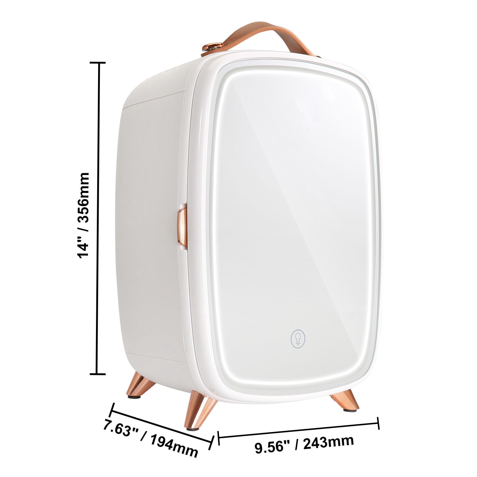 6L Mini Fridge with HD Makeup Mirror & LED Lights, Cools 59°F Below Ambient, ≤38dB Quiet Operation, USB & AC Power, Portable for Bedroom, Office & Travel