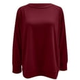 thumbnail image 4 of Women's Crew Neck Sweatshirt Loose Fit Oversized Pullover With Zippered Side Slits Long Sleeved Tops For Fall Fashion, 4 of 5
