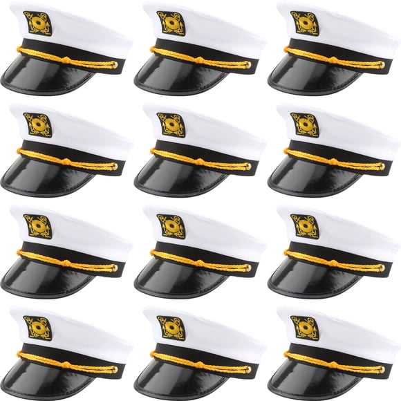 Captain Hats SGBETTER para marineros de yates ajustables, color blanco, 12 unidades